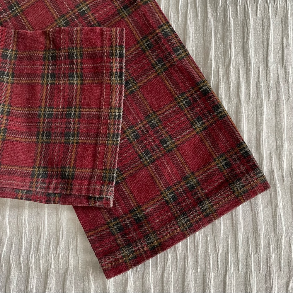 Free People Plaid Burgundy Black Corduroy Low Waist Pants - Picture 9 of 16